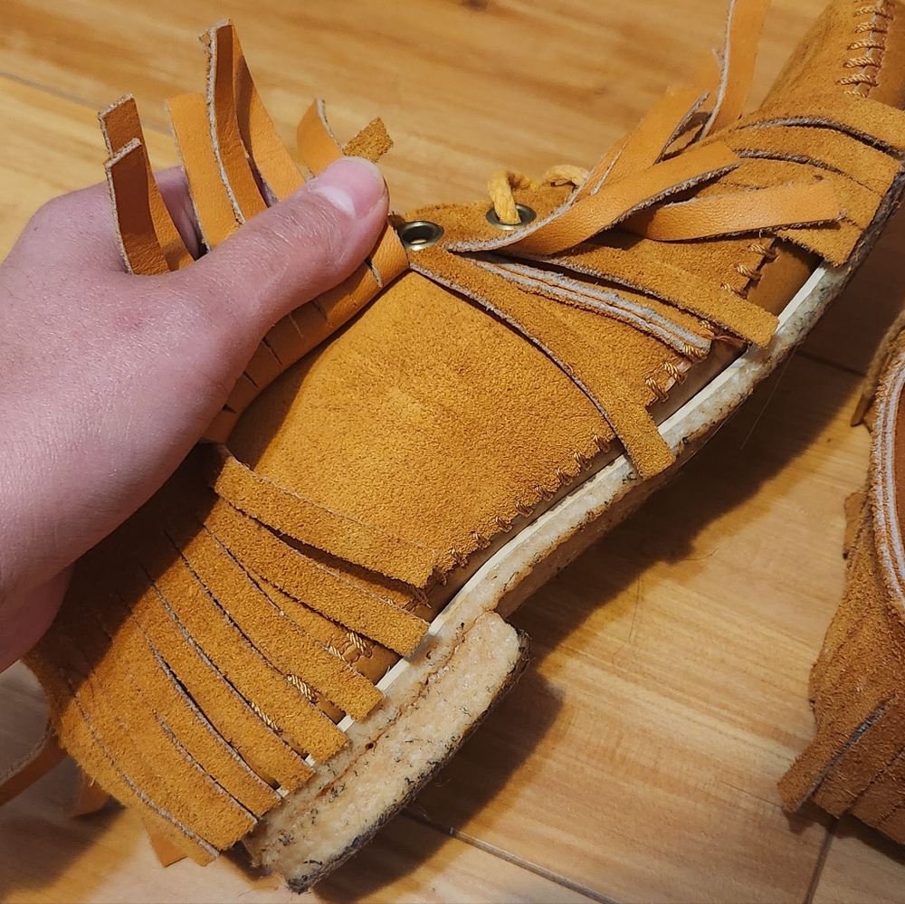 Vintage Canadian Leather Fringe Moccasins - Picture 5 of 13